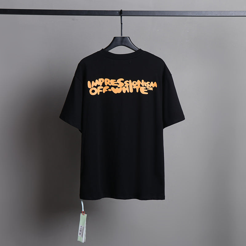 Ow T Shirts Yellow Letter Printing for Men and Women