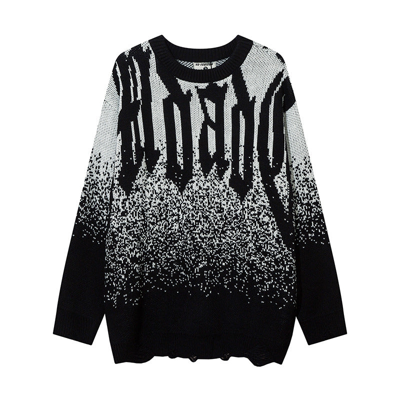Men Sweater Gradient Jacquard Sweater Loose