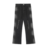 Men Jeans Inkjet Zipper Decorations Loose