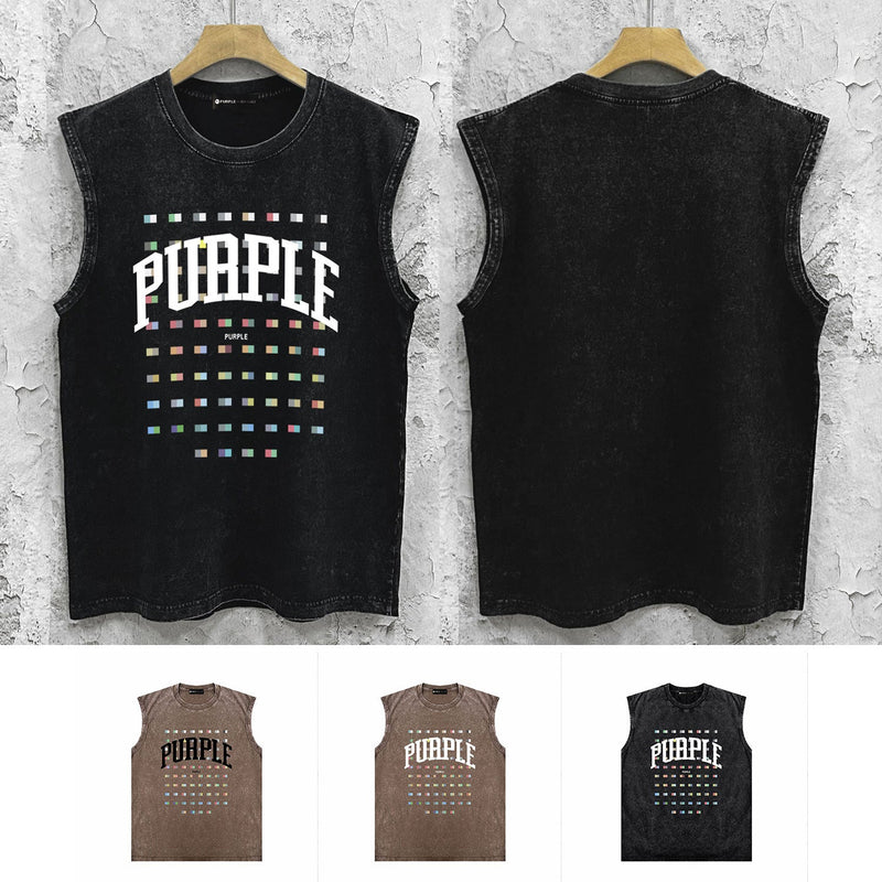 Purple Brand Distressed Tank T Shirts Sleeveless T-shirt Vest