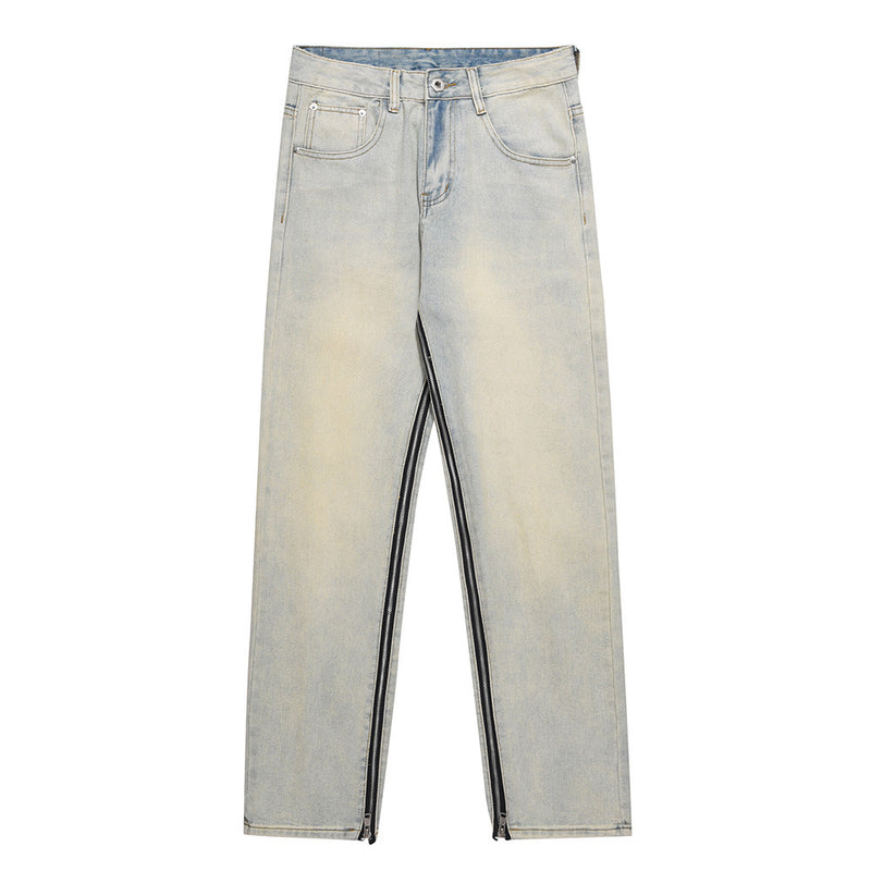 Men Jeans Zipper Loose Cool Casual Distressed