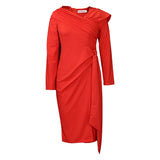 Women Dress Autumn and Winter Solid Color Long Sleeve Dress