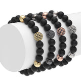 Bracelet Tiger's Eye Volcanic Stone Agate Microencrusted Zircon Hip Hop Royalty