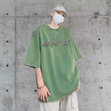 Men T Shirt Tulip Vintage Print Heavy Loose