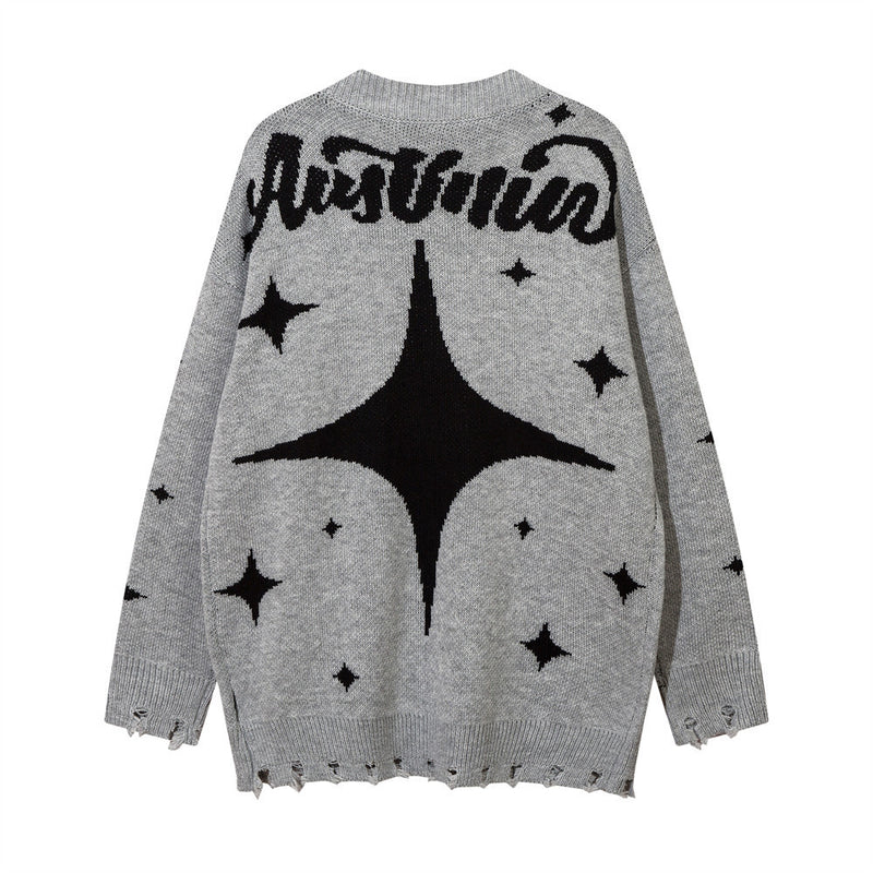 Men Sweater Cross Jacquard Cardigan Sweater