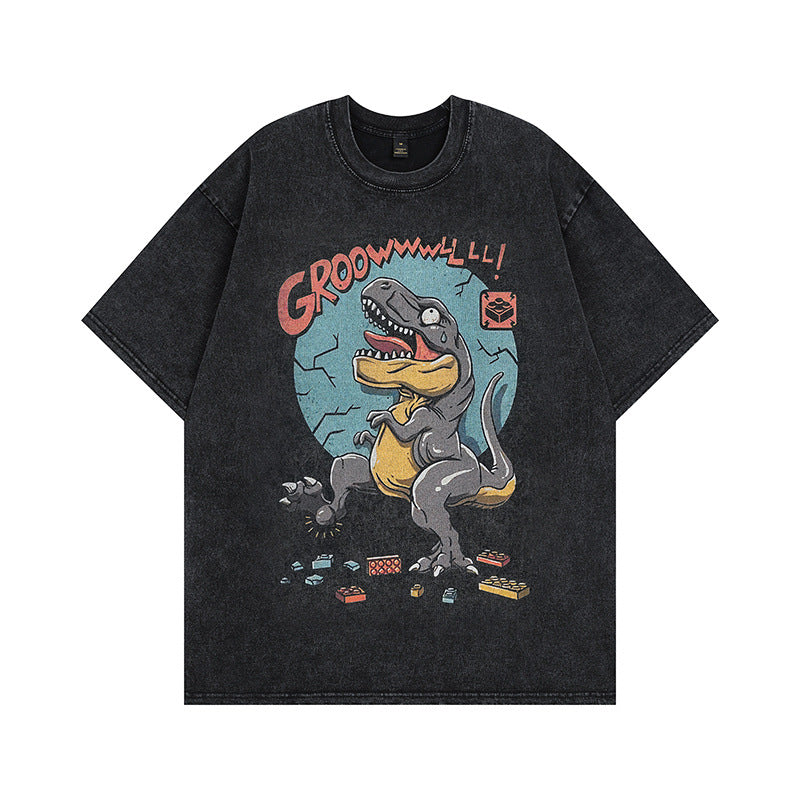 Men T-shirt Cartoon Unique Vintage Loose