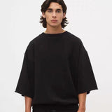 Fog Fear of God Essentials T Shirt Solid Color Fleece Sweater 3/4 Sleeve Loose round Neck Pullover Short Sleeve Men