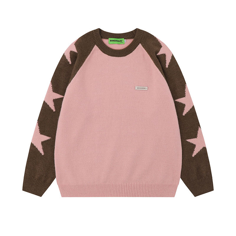 Women Sweater Preppy Style Couple Knitted Top