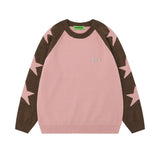 Women Sweater Vintage Contrast Striped Knitted Lazy Sweater