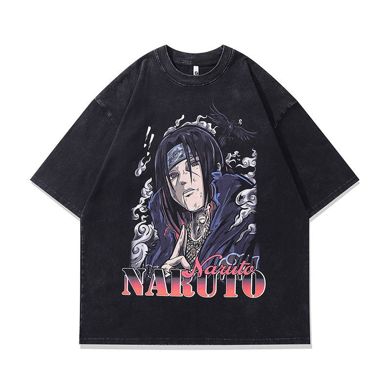 Men T-Shirt Anime Print Distressed