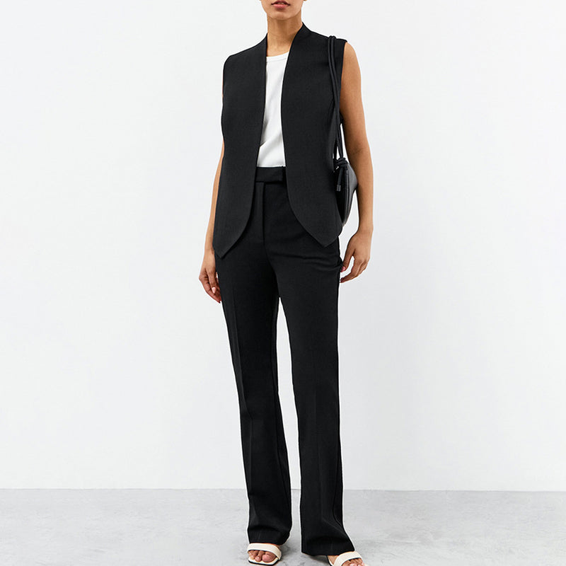 Women Co-Ords Sleeveless Vest V-neck Vest Suit High Waist Casual