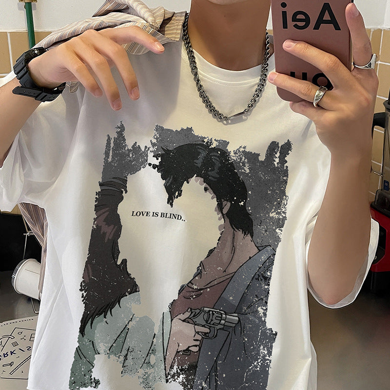 Men T Shirt Loose All-Match Summer