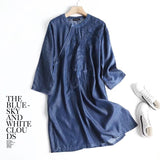 Women Dresses Embroidered Denim Dress