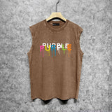 Purple Brand Distressed Tank T Shirts Distressed Sleeveless T-shirt Vest