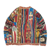 Kapital Sweater Vintage Hida Hehong Contrast Color Retro Ethnic Style Portrait Knitting Crew Neck Pullover Sweater