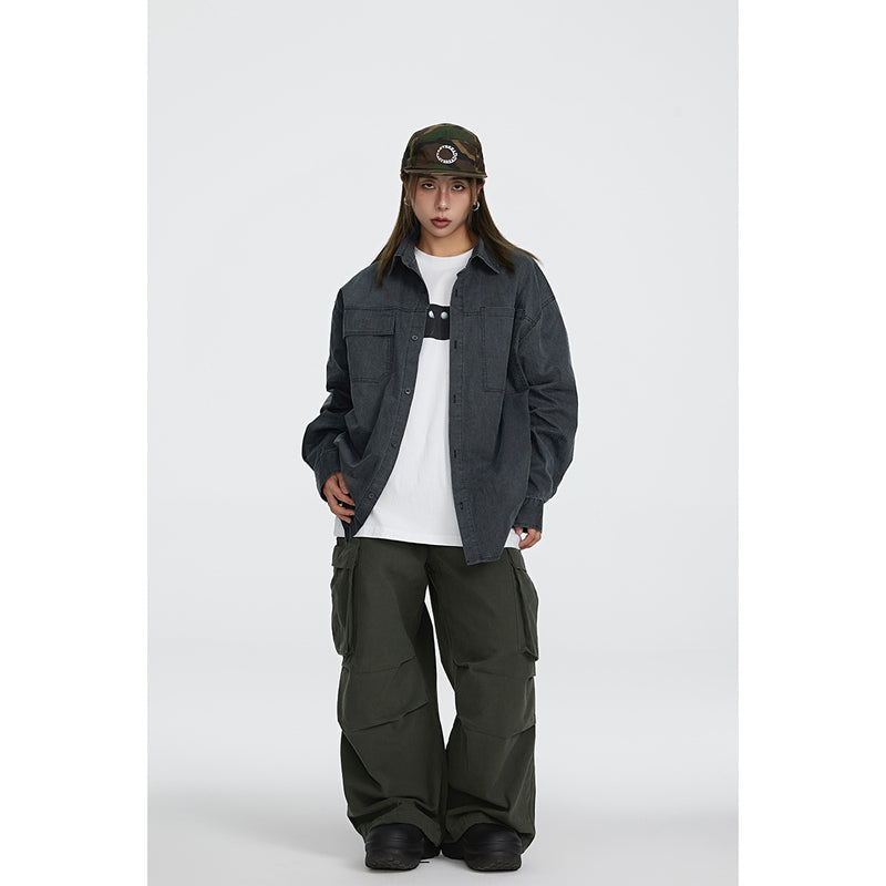 Unisex Shirt Vintage Pure Cotton Coat