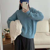 Women Pullover Sweater Retro Gentle Temperament Knitted Thickening