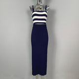 Women Vest Suspenders Knit Two-Piece Suit Striped Vest Skirt