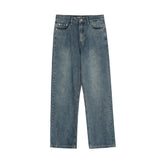 Men Jeans Simple Faded Loose Casual