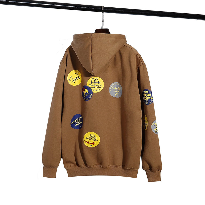 Cactus Flea Market Hoodie Autumn and Winter Printing Fleece Lined Hooded Loose Sweater