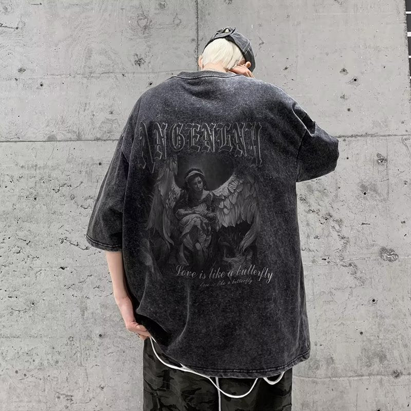 Men T Shirt Summer Distressed Pure Cotton