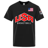 USA Basketballer Printed Street Casual T-Shirts Men Loose Ov