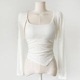 Women Vest Suspenders Vest Long Sleeve Shawl Suit
