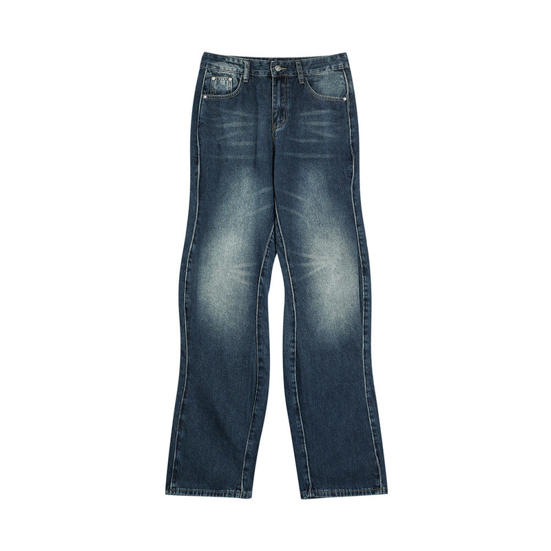 Men Jeans Wave White Loose
