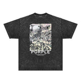 Purple Brand Distressed T Shirts Short Sleeve