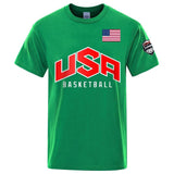 USA Basketballer Printed Street Casual T-Shirts Men Loose Ov