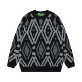 Women Sweater Retro Contrast Color Loose
