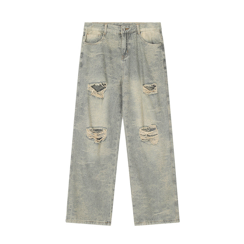 Men Jeans Ripped Retro Loose All-Matching