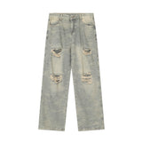 Men Jeans Ripped Retro Loose All-Matching