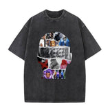 Rapper Chris Brown Big Face Graphic Vintage Washed T-Shirts