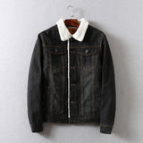 Women Cotton Coat Fleece Padded Lamb Wool Denim Jacket