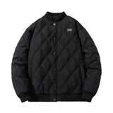 Men Vintage Jackets Loose Rhombus Cotton Vintage Baseball Jacket