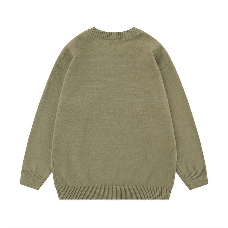 Men Sweater Dark Landscape Printing Knitted Sweater
