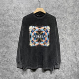 Purple Brand Distressed Long Sleeve Shirt Fashion Distressed Loose Long-sleeved Top