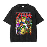 Zelda Link T Shirt Pc GameVintage Washed Top Tees Hip Hop
