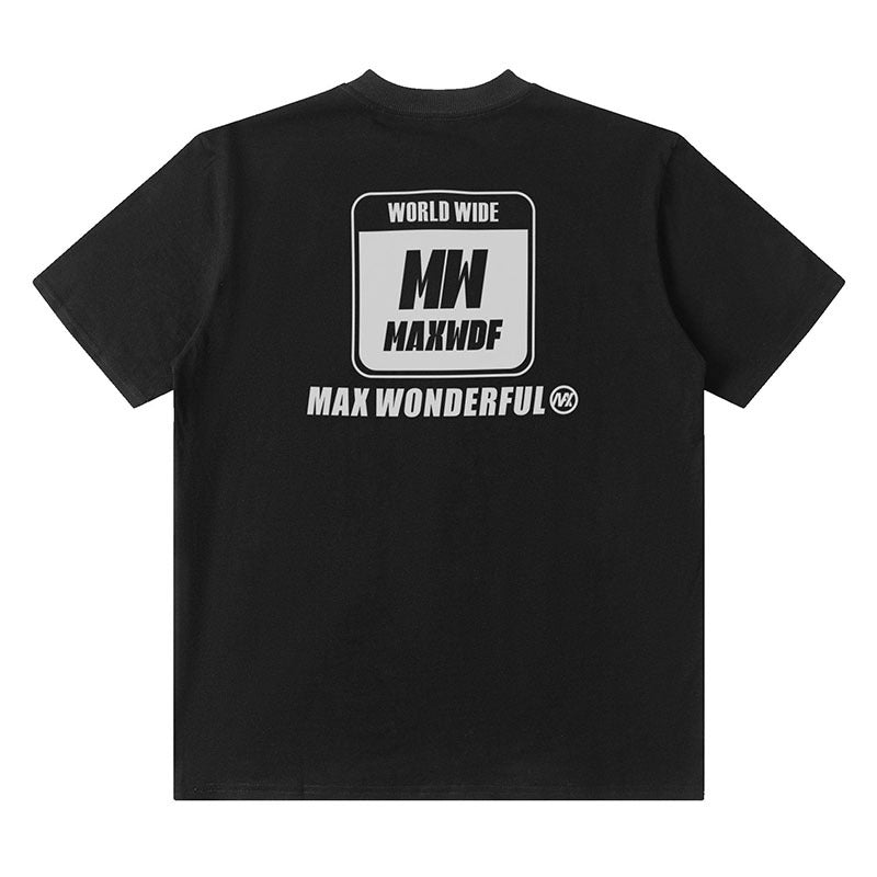 Men T-shirt Retro College Style Heavy Loose