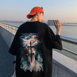 Men T Shirt Summer Cross Heavy Cotton Loose