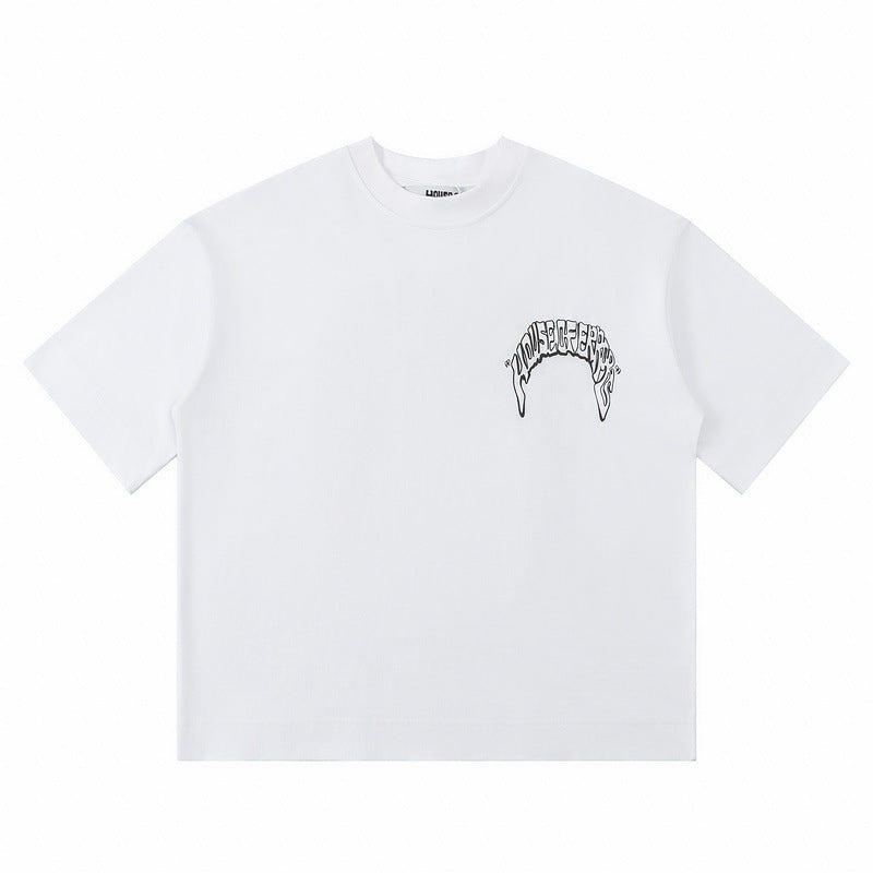 House Of Errors T-Shirt Letter Print Short Sleeve Vintage Crew Neck Loose T-Shirt