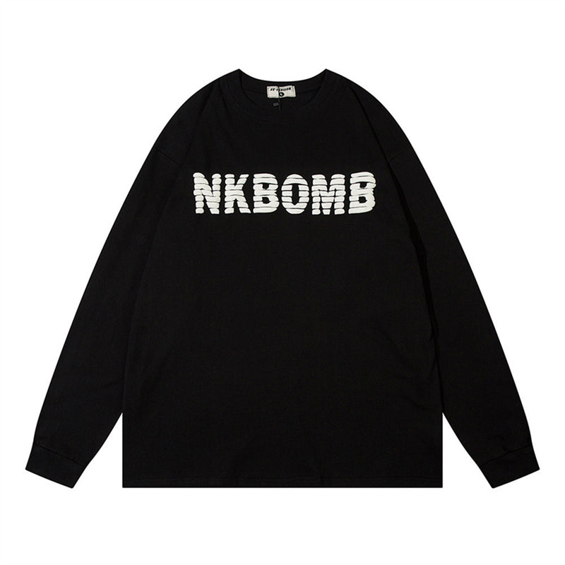 Men Long Sleeve T-Shirt Spider Print Loose Cotton Bottoming Top