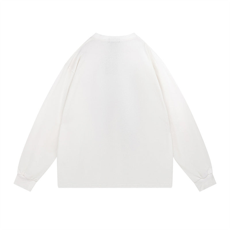 Men Long Sleeve T-Shirt White Elk Printing
