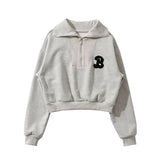 Women Hoodie Flocking Fleece-lined Bat Sleeve