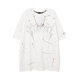 Men T-Shirt Necklace Decoration Embedded Drill over Size Vibe