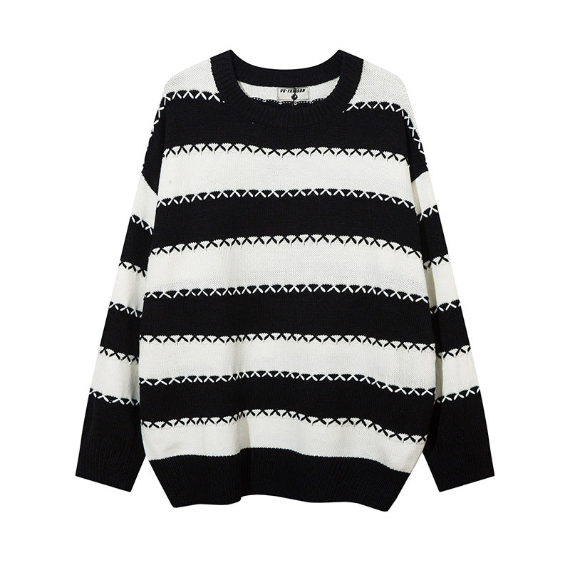Men Sweater Loose Striped Sweater Sweater