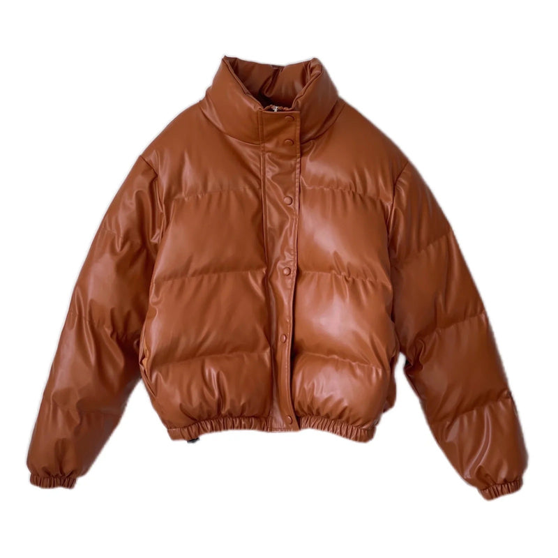 Women Cotton Coat Imitation Leather Cotton Thick Warm Jacket