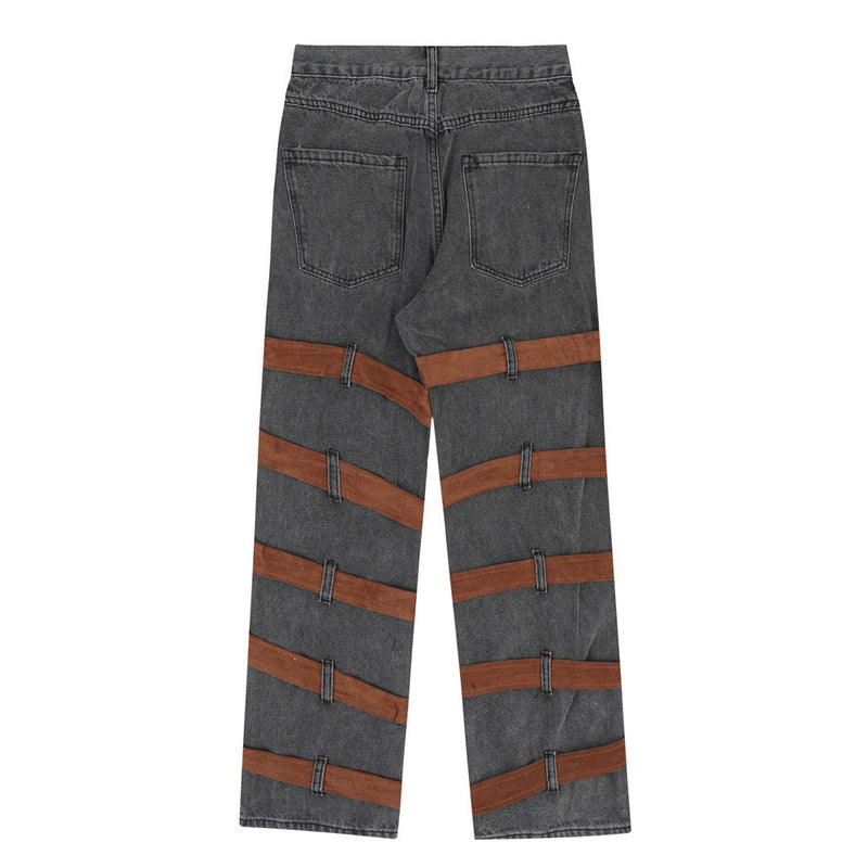 Men Jeans Bandage Hip Hop Punk Cool Personality