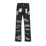 Men Jeans Hole Personalized Punk Raw Edges Design